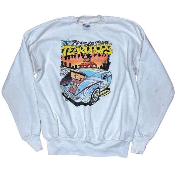 Vintage Hot Rod Car Show Sweatshirt Crewneck Medium - Picture 1 of 4